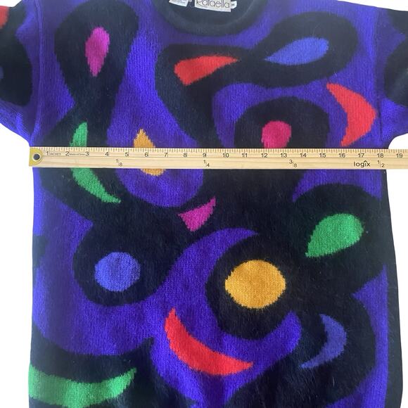 Rafaella Vintage 80s Angora Rabit & Lamb Wool Sweater M Abstract Colorful Artsy - Picture 6 of 9